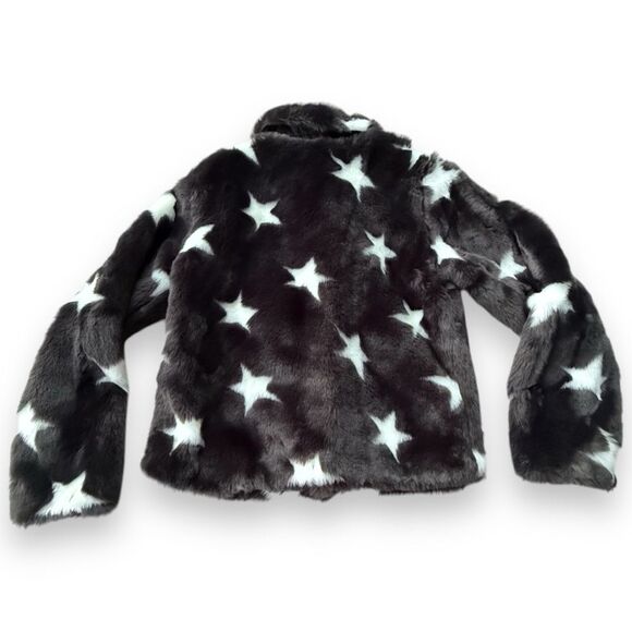 Epic Threads Big Girls Faux Fur Star Jacket Coat Black White Stars Whimsigoth XL - Picture 4 of 9